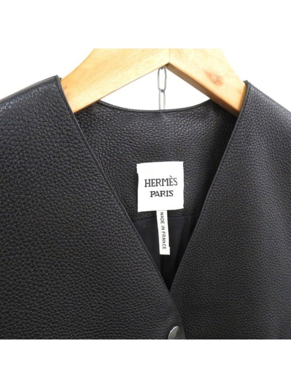 Hermes Long Gilet Deerskin Vest Black 0260 - Picture 5 of 10